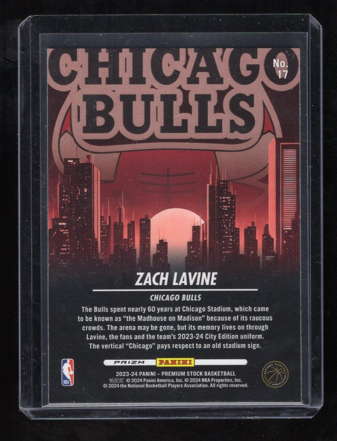 2023-24 Hoops Premium Stock City Edition Silver Prizm #17 Zach LaVine (Chicago Bulls)