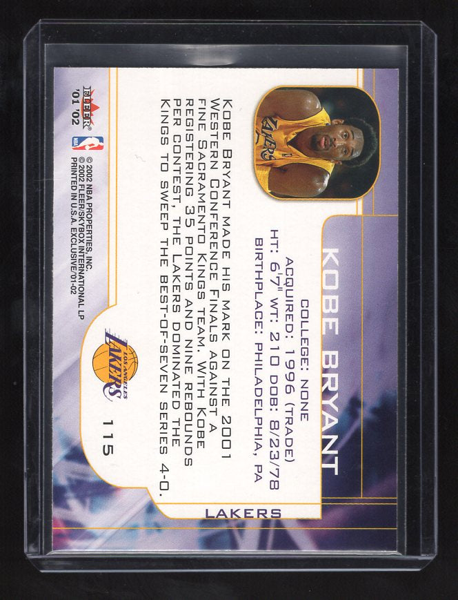 2001-02 Fleer Exclusive #115 Kobe Bryant (Los Angeles Lakers)