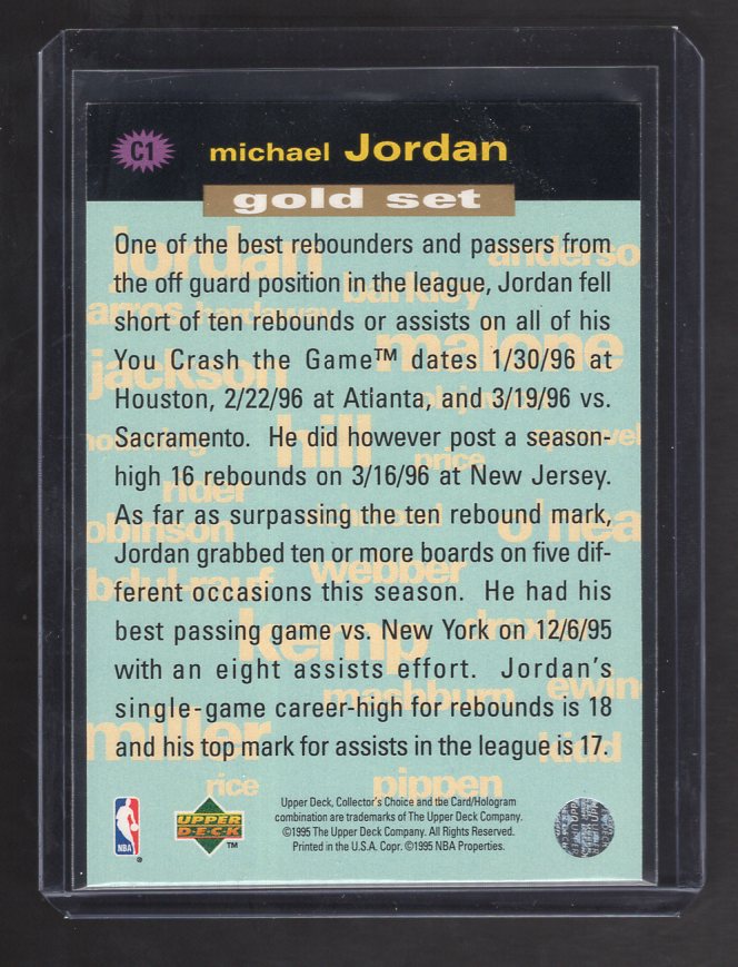 1995-96 Collector's Choice Crash the Game Assists/Rebounds Gold #C1 Michael Jordan (Chicago Bulls)