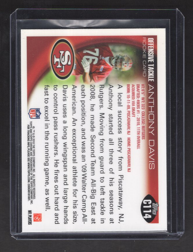 2010 Topps Chrome #C114 Anthony Davis Rookie (San Francisco 49ers)