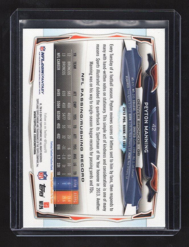 2014 Topps Chrome #42 Peyton Manning (Denver Broncos)