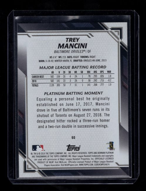 2019 Bowman Platinum #60 Trey Mancini (Baltimore Orioles)