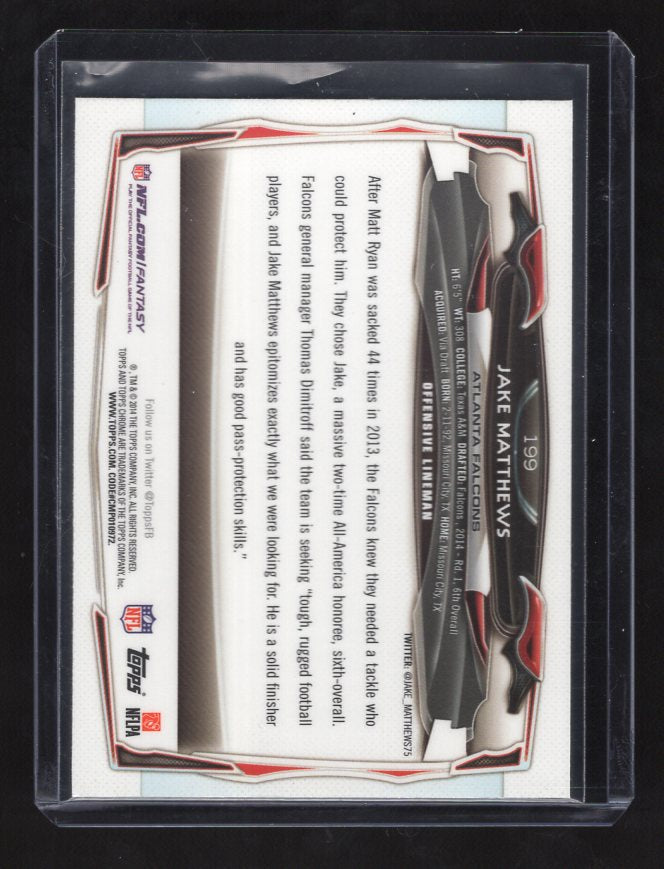 2014 Topps Chrome #199 Jake Matthews Rookie (Atlanta Falcons)