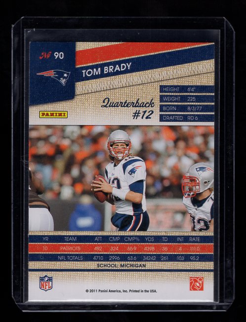 2011 Panini Threads #90 Tom Brady (New England Patriots)