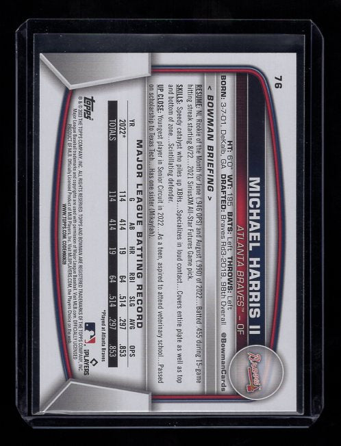 2023 Bowman #76 Michael Harris II RC (Atlanta Braves)