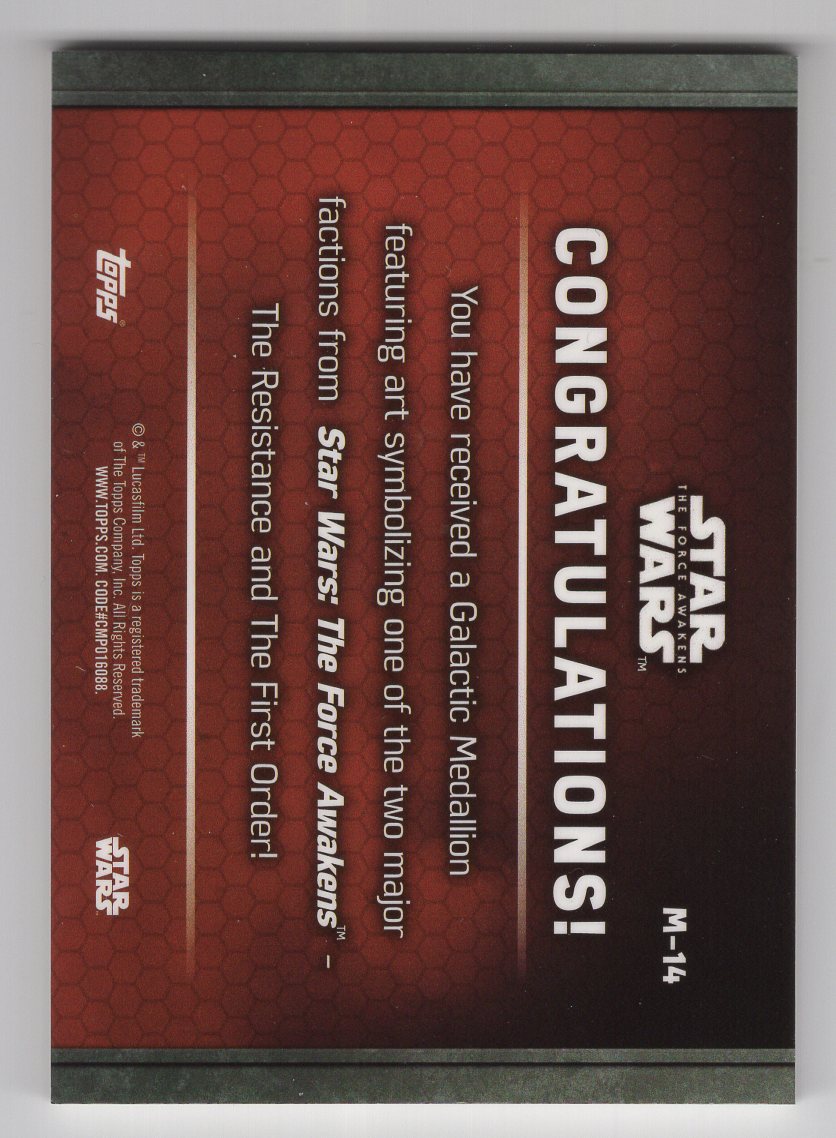 2015 Topps Star Wars the Force Awakens #M-14 Galactic Medallion C-3PO