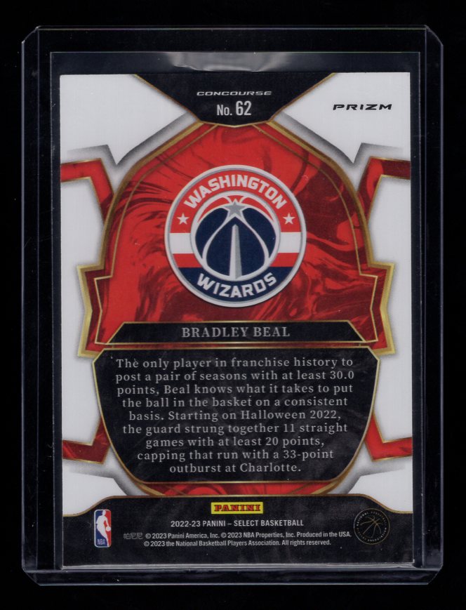 2022-23 Select Prizms "Red Cracked Ice" #62 Bradley Beal (Washington Wizards)
