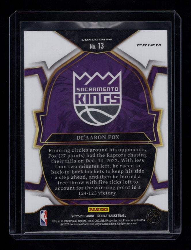 2022-23 Select Prizms "Red Cracked Ice" #13 De'Aaron Fox (Sacramento Kings)