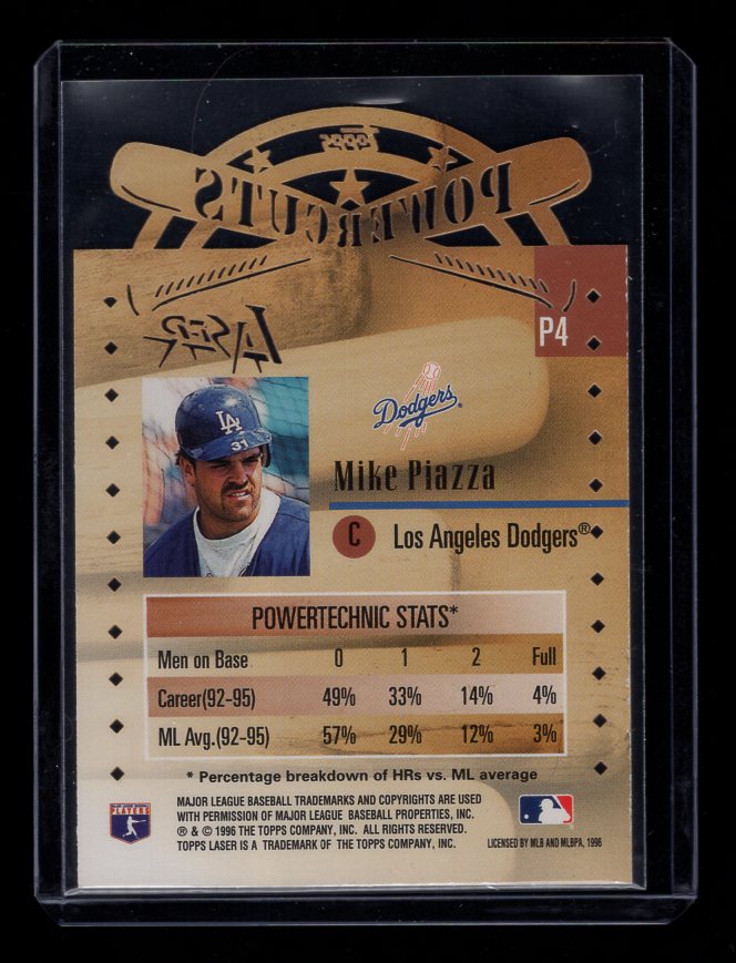 1996 Topps Laser Power Cuts #4  Die-cut Mike Piazza (Los Angeles Dodgers)