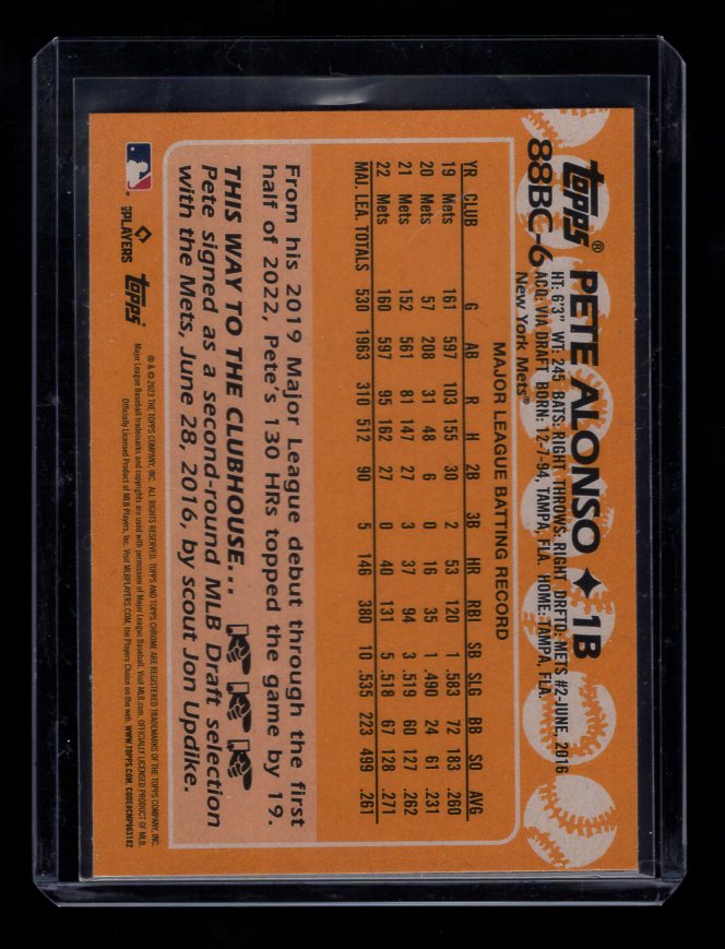 2023 Topps Chrome 1988 Baseball Refractor #88BC-6 Pete Alonso (New York Mets)