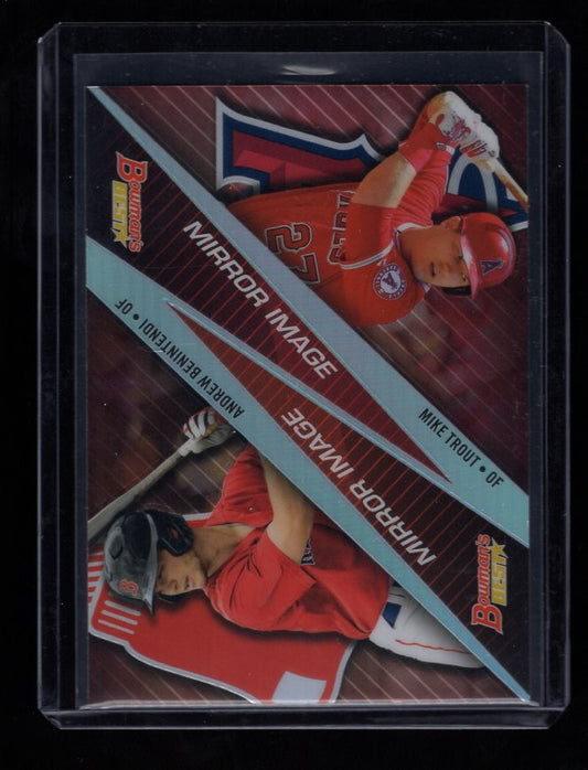 2015 Bowman's Best Mirror Image #MI19 Mike Trout (Angels) /Andrew Benintendi (Red Sox)