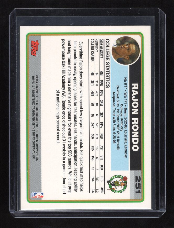2006-07 Topps #251 Rajon Rondo Rookie (Boston Celtics)