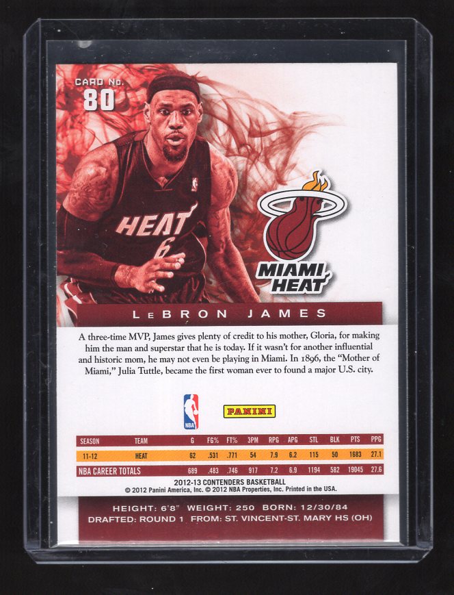 2012-13 Panini Contenders #80 LeBron James (Miami Heat)