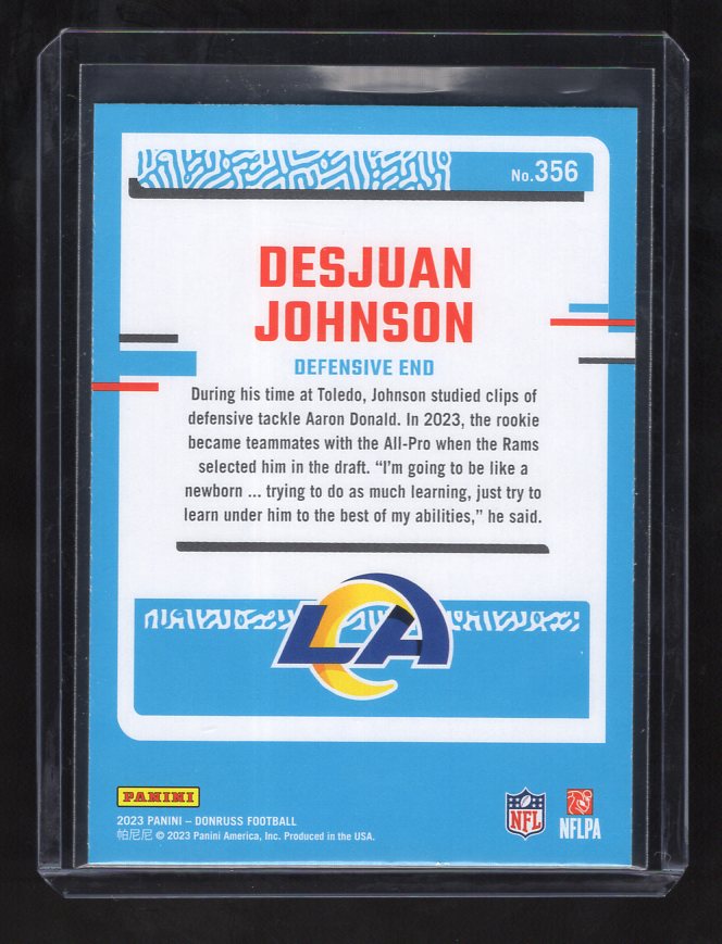 2023 Donruss #356 Desjuan Johnson Rated Rookie (Los Angeles Rams)