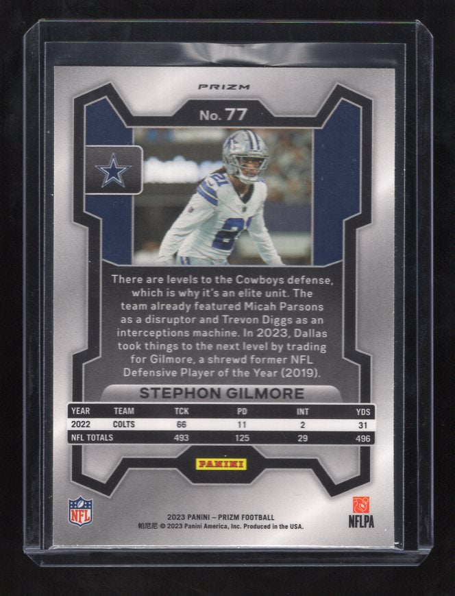 2023 Panini Prizm Prizms Green #77 Stephon Gilmore (Dallas Cowboys)