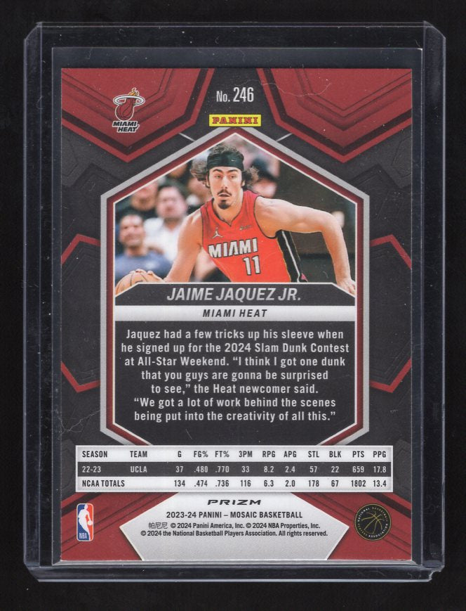 2023-24 Panini Mosaic Reactive Blue #246 Jaime Jaquez Jr. Rookie (Miami Heat)