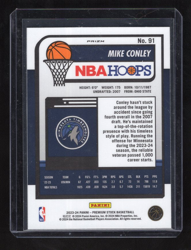2023-24 Hoops Premium Stock Multi Wave Prizm #91 Mike Conley (Minnesota Timberwolves)