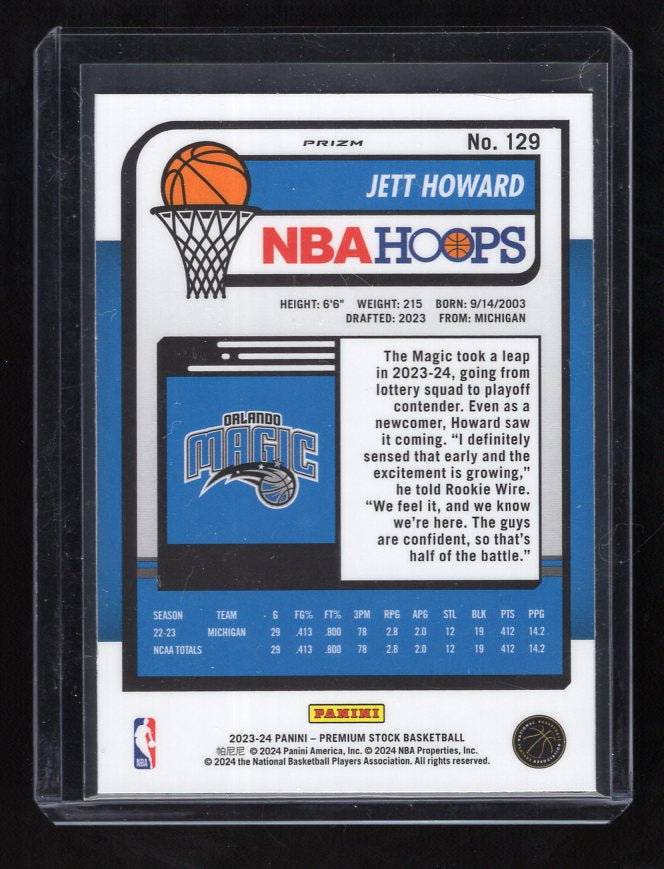 2023-24 Hoops Premium Stock Multi Wave Prizm #129 Jett Howard Rookie (Orlando Magic)