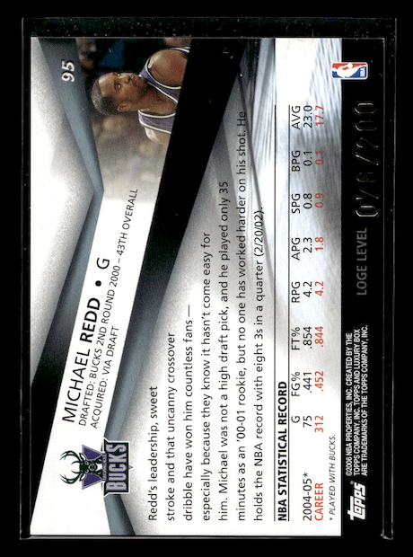 2005-06 Topps Luxury Box 200 #95 Michael Redd #'d 076/200 (Milwaukee Bucks)