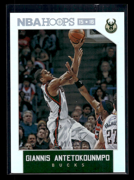 2015-16 Hoops Silver #71 Giannis Antetokounmpo #'d 191/299 (Milwaukee Bucks)
