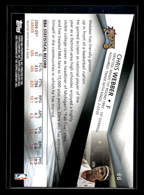 2005-06 Topps Luxury Box #66 Chris Webber (Philadelphia 76ers)
