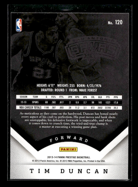 2013-14 Prestige #120 Tim Duncan (San Antonio Spurs)