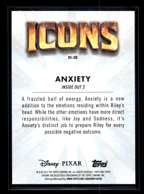2025 Topps Chrome Disney Icons #DI38 Anxiety (Disney Film: Inside Out)