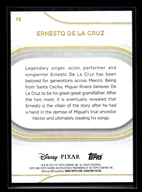 2025 Topps Chrome Disney Prism Refractors #73 Ernesto De La Cruz (Disney Film: Coco)