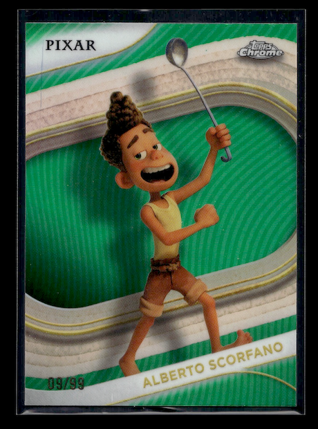 2025 Topps Chrome Disney #182 Green Wave Refractors #'d 09/99 Alberto Scorfano
