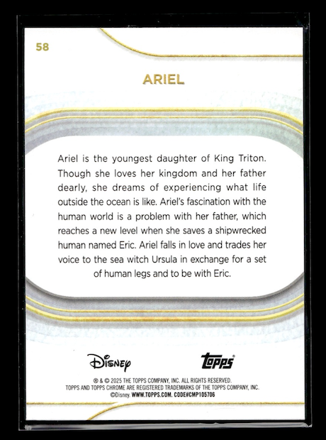 2025 Topps Chrome Disney #58 Ariel (Disney Film: The Little Mermaid)