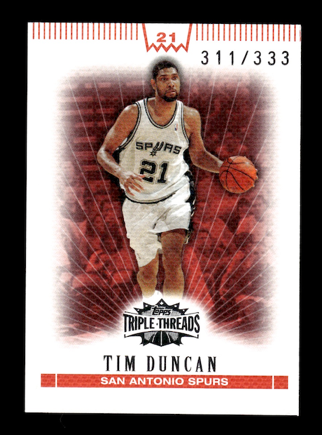 2007-08 Topps Triple Threads #21 Tim Duncan #'d 311/333 (San Antonio Spurs)