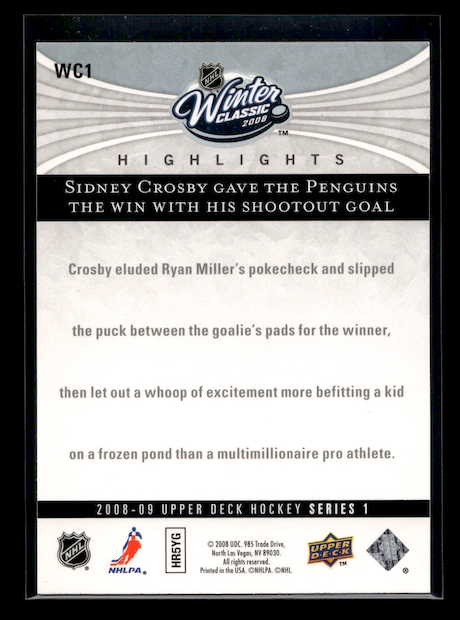 2008-09 Upper Deck Winter Classic #WC1 Sidney Crosby (Pittsburgh Penguins)