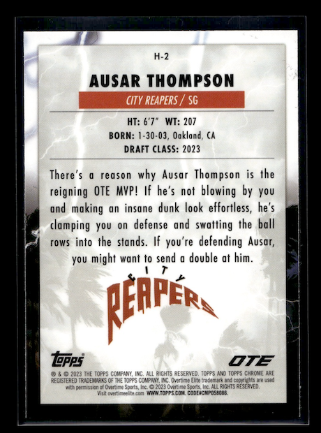 2022-23 Topps Chrome Overtime Elite Hurricane #H2 Ausar Thompson (Detroit Pistons)