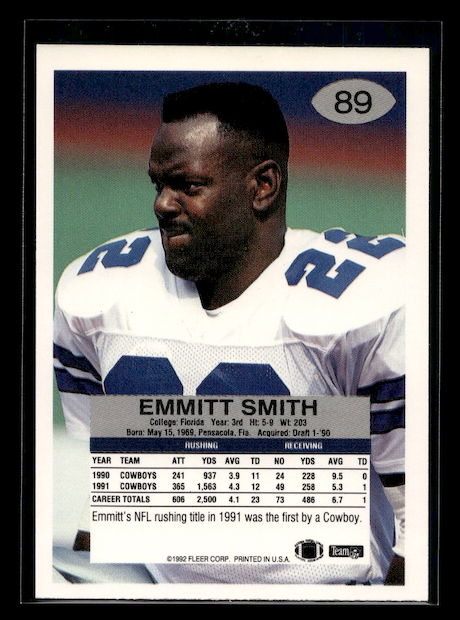 1992 Fleer #89 Emmitt Smith (Dallas Cowboys)