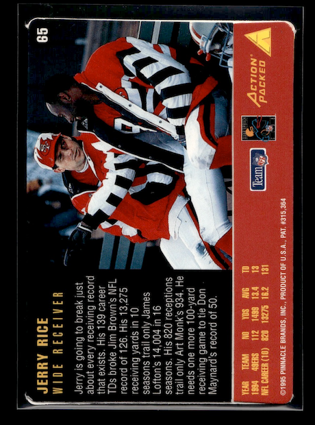 1995 Action Packed Rookies/Stars #65 Jerry Rice (San Francisco 49ers)