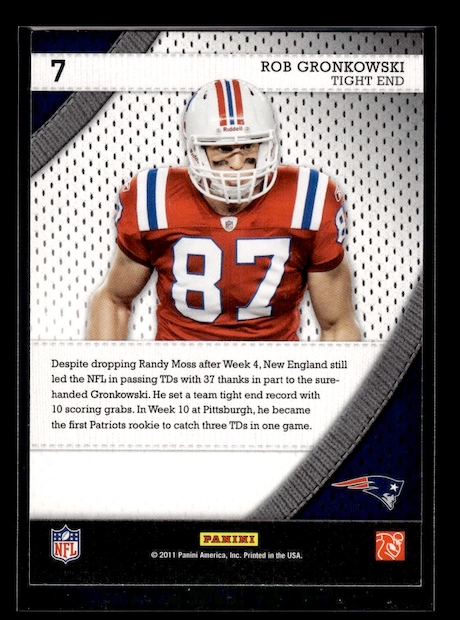 2011 Panini Threads 2010 All Rookie Team #7 Rob Gronkowski (New England Patriots)