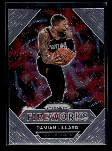 2020-21 Panini Prizm Fireworks #18 Damian Lillard (Portland Trail Blazers)