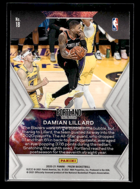 2020-21 Panini Prizm Fireworks #18 Damian Lillard (Portland Trail Blazers)