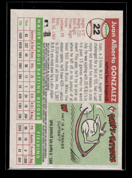 2004 Topps Heritage #22 Juan Gonzalez (Texas Rangers)