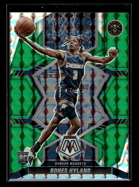 2021-22 Panini Mosaic Mosaic Green #214 Bones Hyland Rookie (Denver Nuggets)