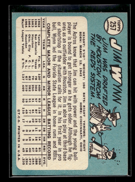 1965 Topps #257 Jim Wynn (Houston Astros)