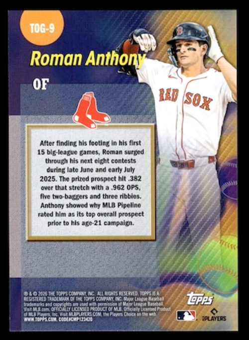 2026 Topps Titans of The Game Rookie #TOG9 Roman Anthony (Boston Red Sox)