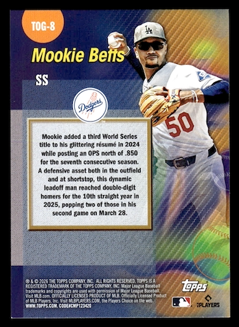 2026 Topps Titans of The Game #TOG8 Mookie Betts (Los Angeles Dodgers)