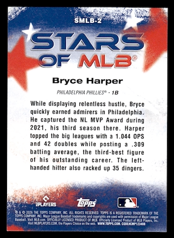 2026 Topps Stars of MLB #SMLB2 Bryce Harper (Philadelphia Phillies)