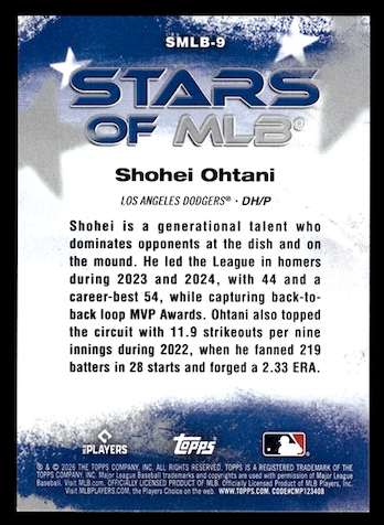 2026 Topps Stars of MLB #SMLB9 Shohei Ohtani (Los Angeles Dodgers)