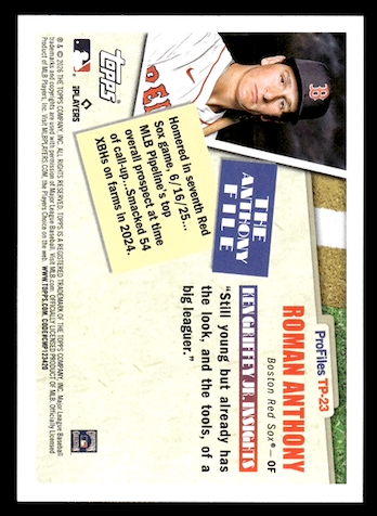 2026 Topps Profiles Rookie (RC) #TP23 Roman Anthony (Boston Red Sox)