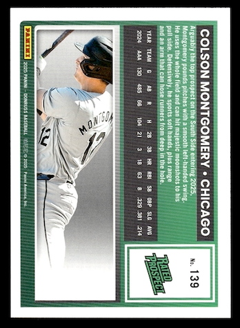 2025 Donruss Red and Blue Rated Prospect #139 Colson Montgomery (Chicago White Sox)