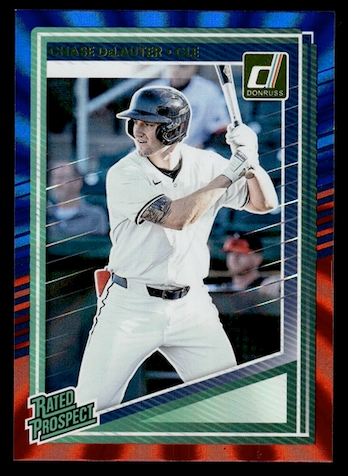 2025 Donruss Red and Blue Rated Prospect #107 Chase DeLauter (Cleveland Guardians)