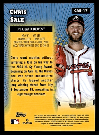2025 Topps Chrome All Etch #CAE17 Chris Sale (Atlanta Braves)