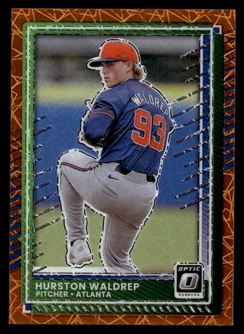 2025 Donruss Optic Orange Velocity #58 Hurston Waldrep (Atlanta Braves)